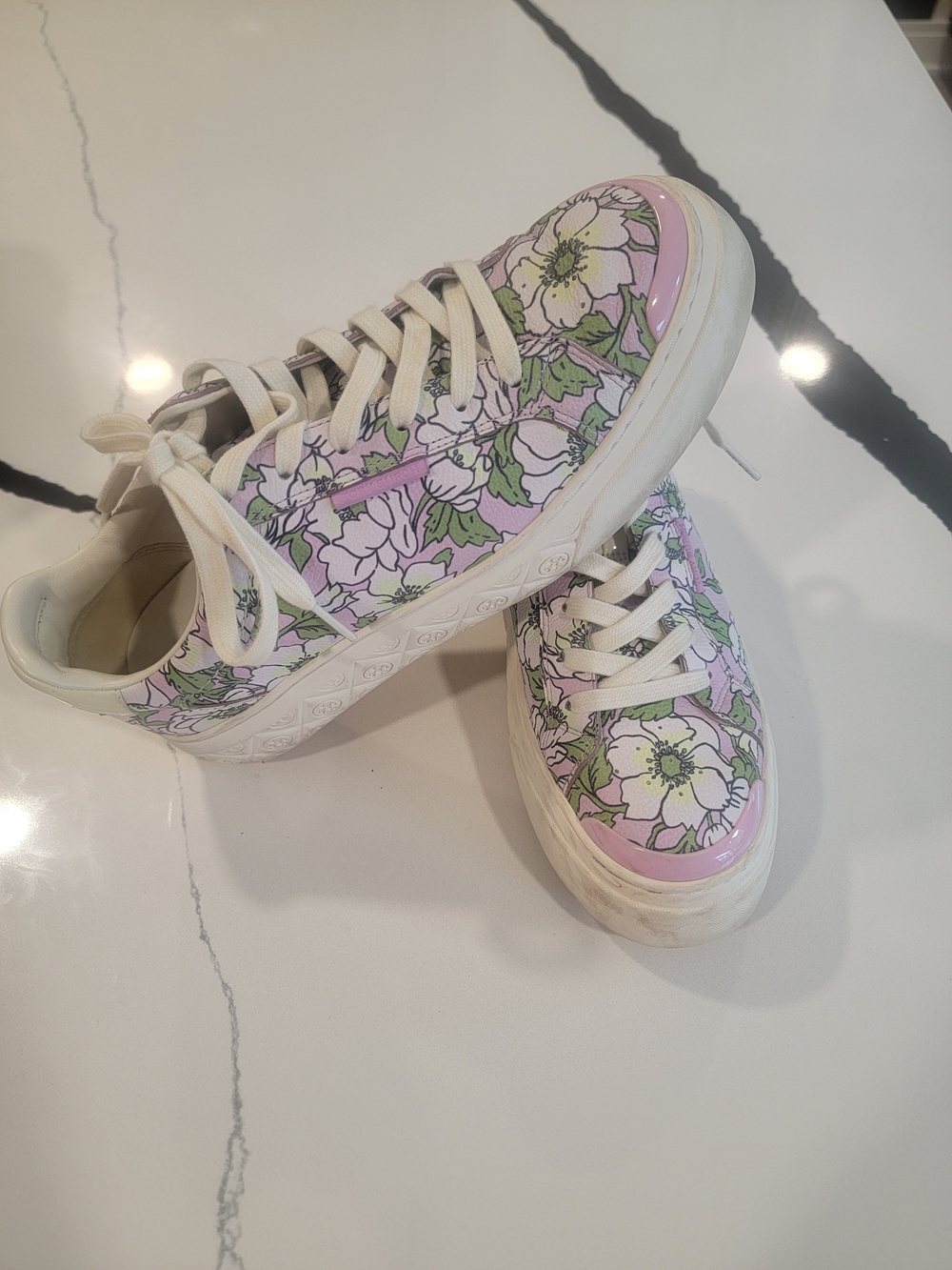 Tory Burch Ladybug Low-Top Sneakers, Purple Bold Flowers